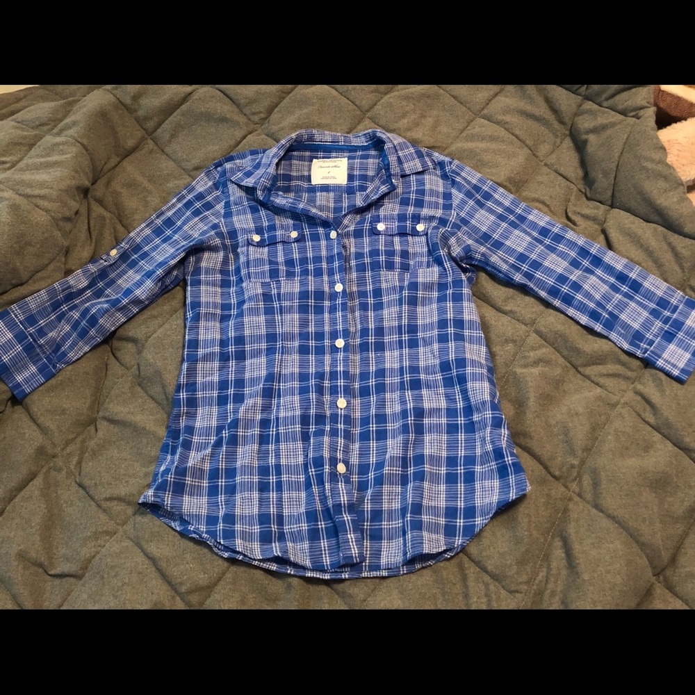 American Eagle Button Up 3/4 Sleeve Shirt